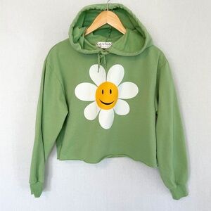 CUT & PASTE Size Small Sunflower Cropped Pull Over Hoodie Spring Green
